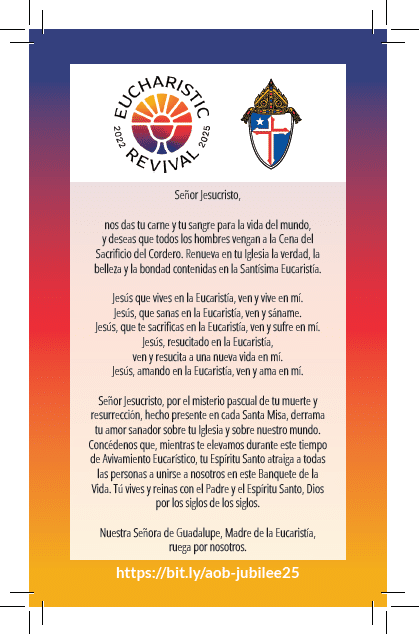 Jubilee prayer card spanish