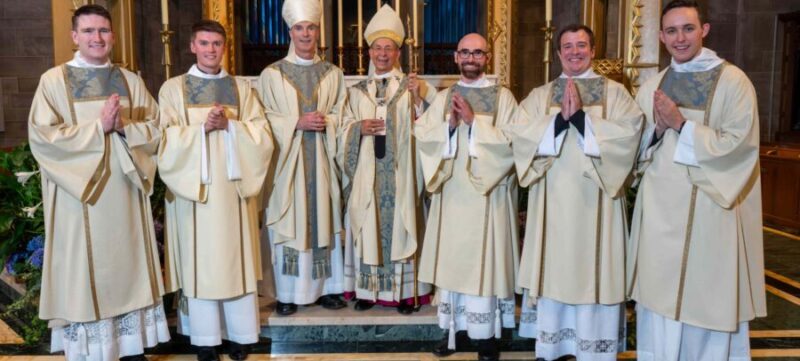 Archbishop Lori with new transitional deacons