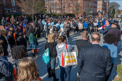 Hundreds gathered on the Lawyers Mall in front of the Maryland State House in Annapolis March 4, 2025, to support funding for the Broadening Options and Opportunities for Students Today (BOOST) Scholarship Program.