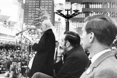 Cardinal Lawrence Shehan speaks at a War Moratorium